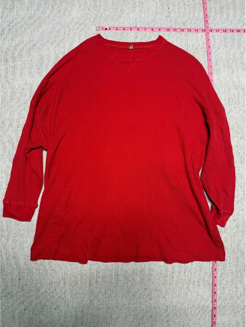 Anthology Red Waffle Knit Thermal Top Womens XL